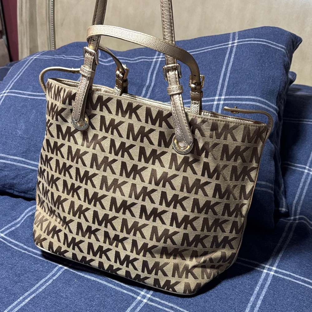 Michael Kors Tan and Brown Logo Tote